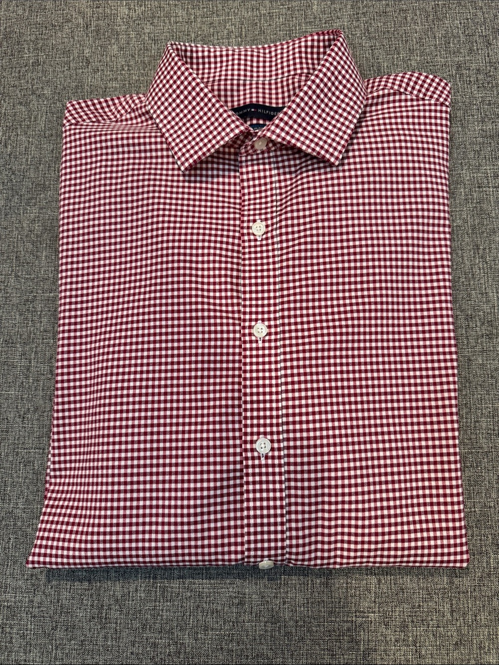 Tommy Hilfiger Red and White Gingham Slim Fit Shirt